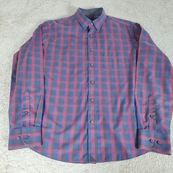 UNTUCKit Altamura WF Men's Button Up Shirt Large Long Sleeve Blue Red Plaid - Picture 2 of 14